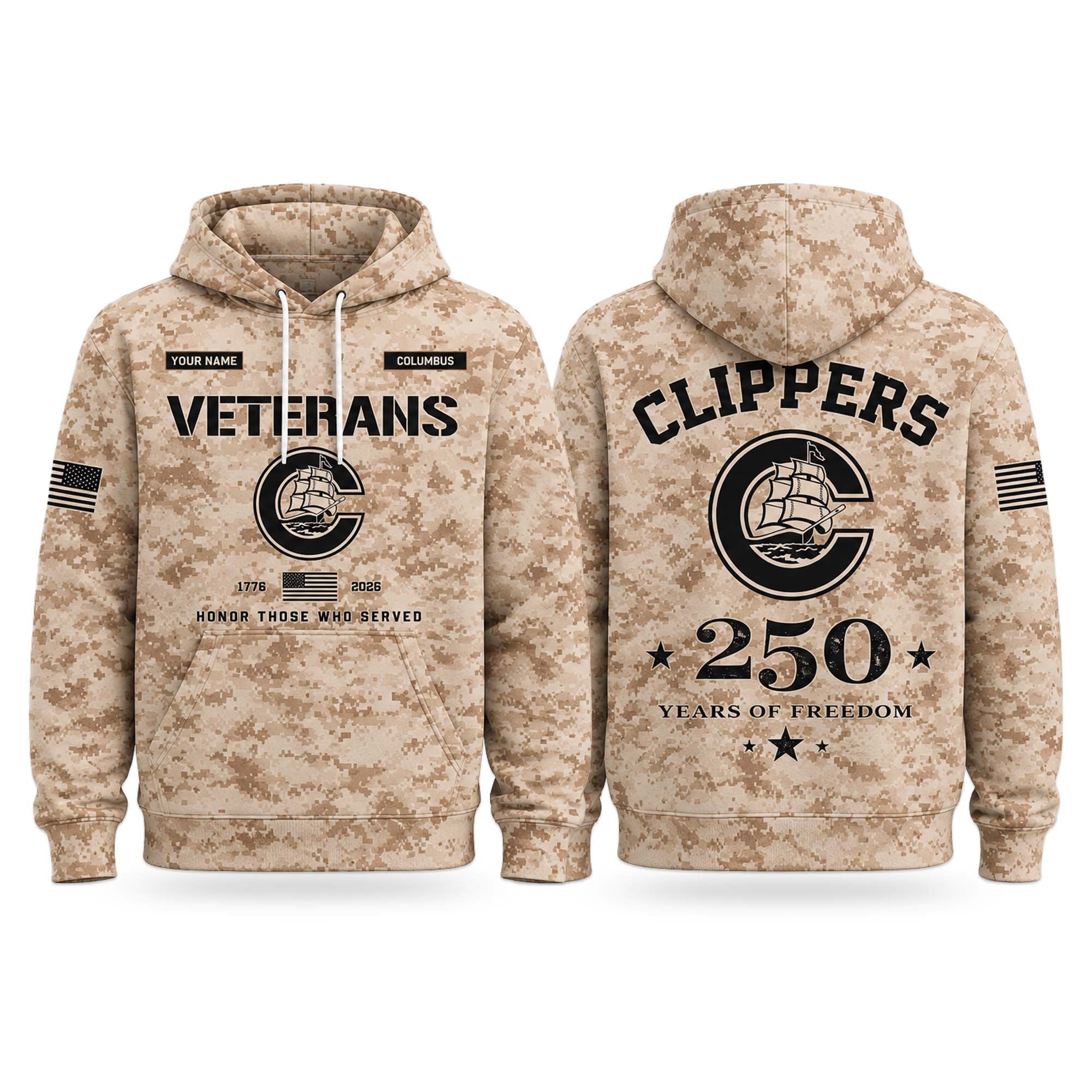 Personalized 2026 Clippers Veterans Day 250 Years Of Freedom Hoodie Clippers Merch Fan Gifts - Merchluma