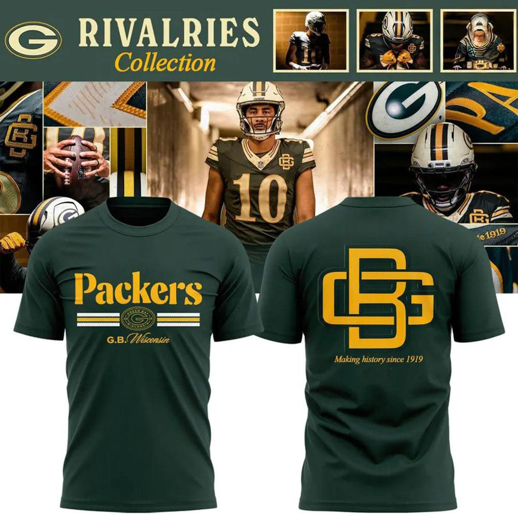 Green Bay Packers Merch 2026 Rivalries Making History Since 1919 T-Shirt Gifts For Football Fan - Merchluma