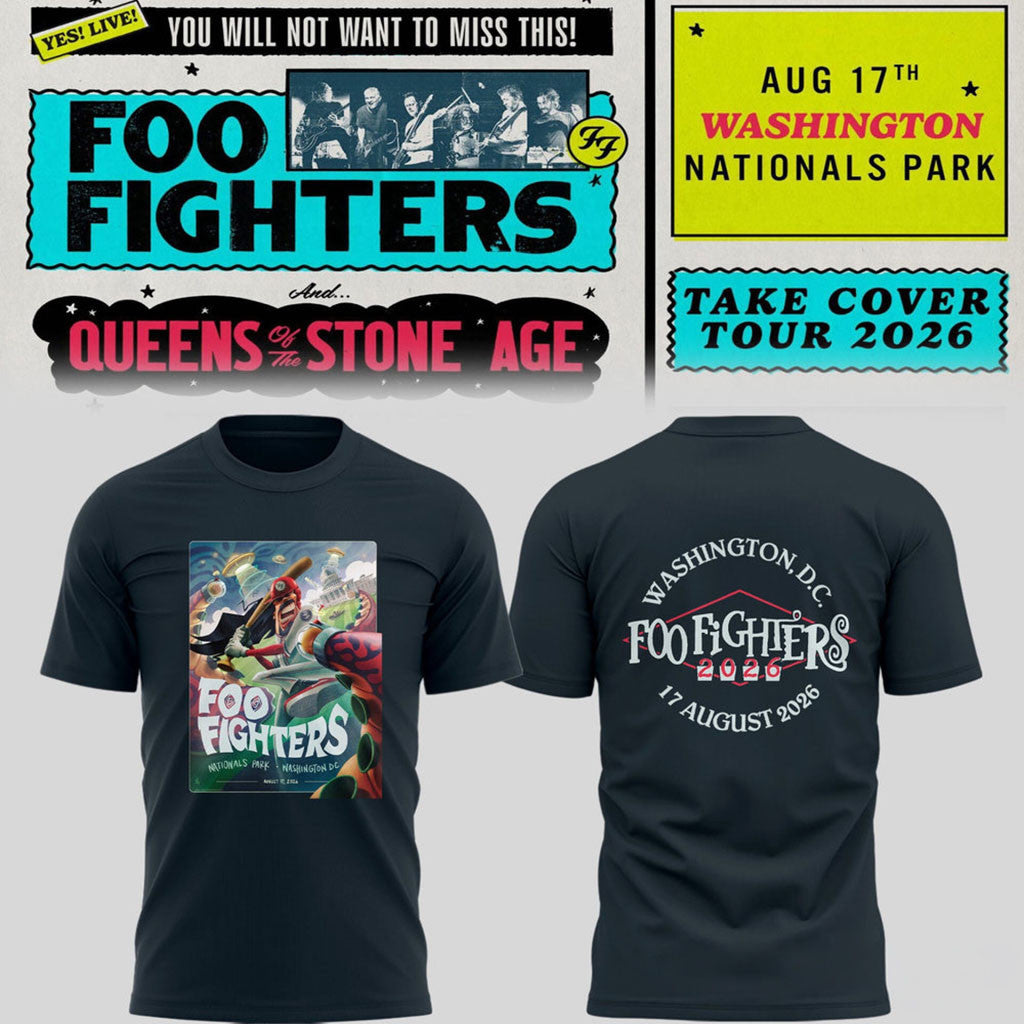 Foo Fighters Merch Take Cover Tour 2026 Washington DC Nationals Park Shirt Navy Fan Gear - Merchluma