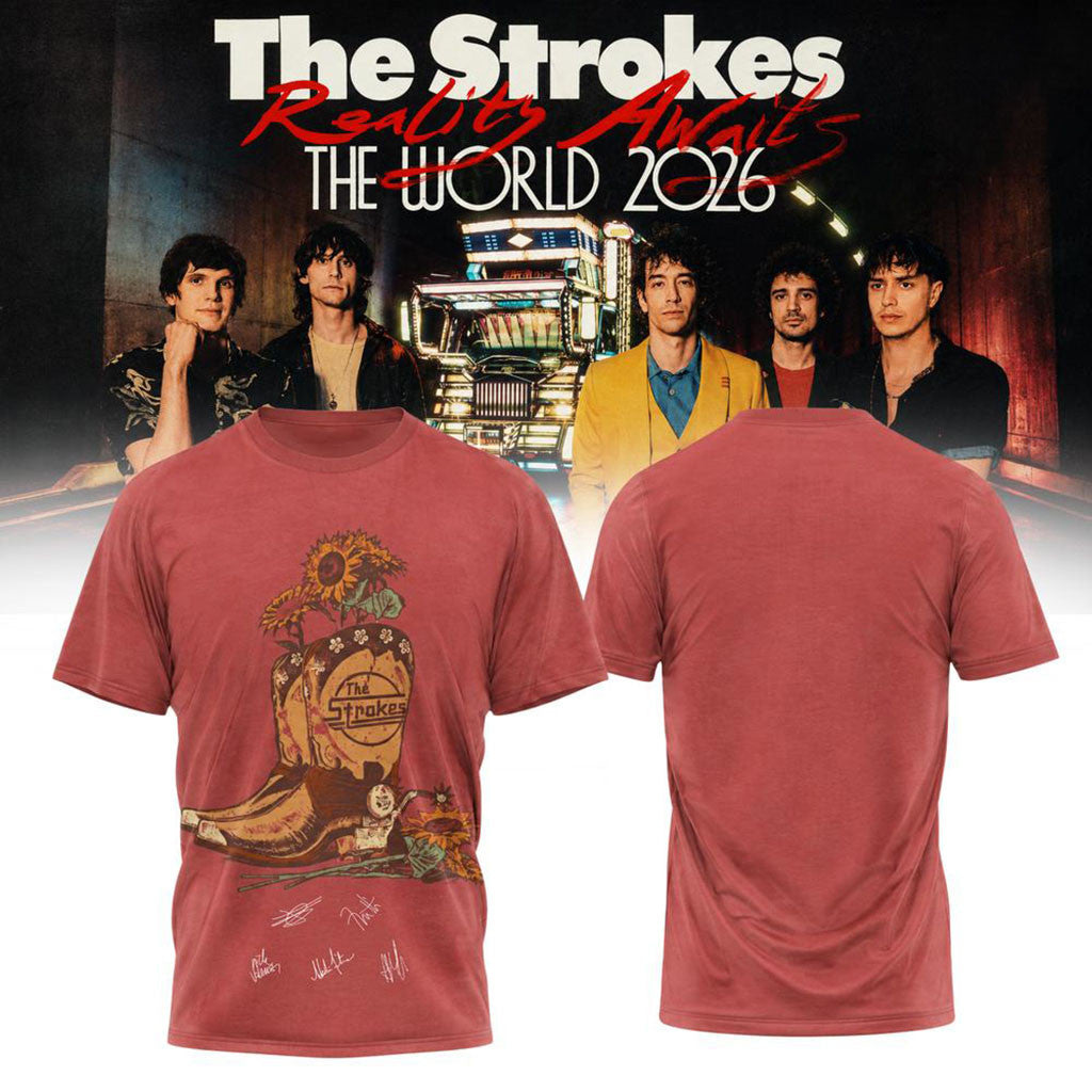 The Strokes Reality Awaits World Tour 2026 Western Texas Cowboy T-Shirt The Strokes Merch - Merchluma