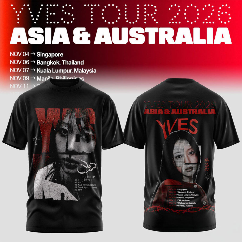 Yves Merch LOONA Yves Tour 2026 Asia And Australia Shirt Black Music Fan Apparel - Merchluma