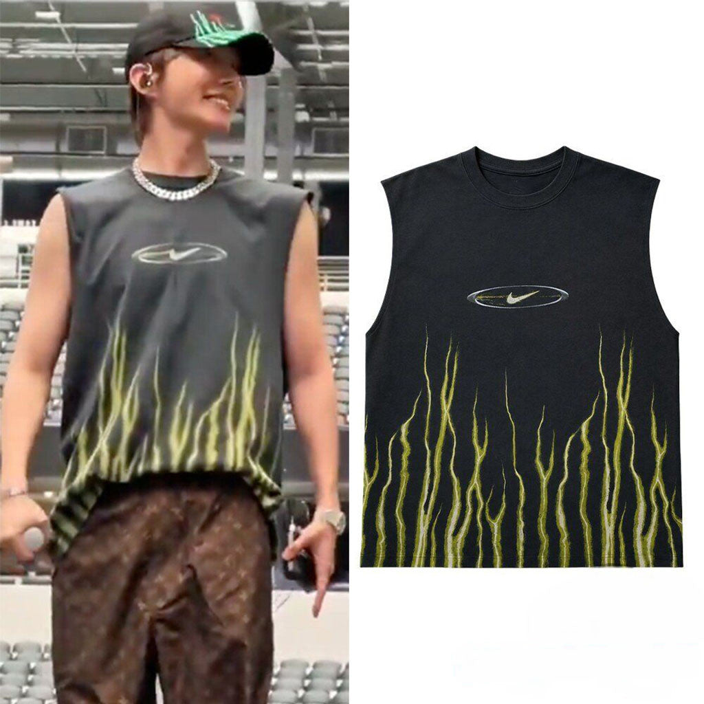 BTS J-Hope Arlington Soundcheck Day 1 Flame Tank Top BTS Arirang Tour Merch Army Gifts - Merchluma