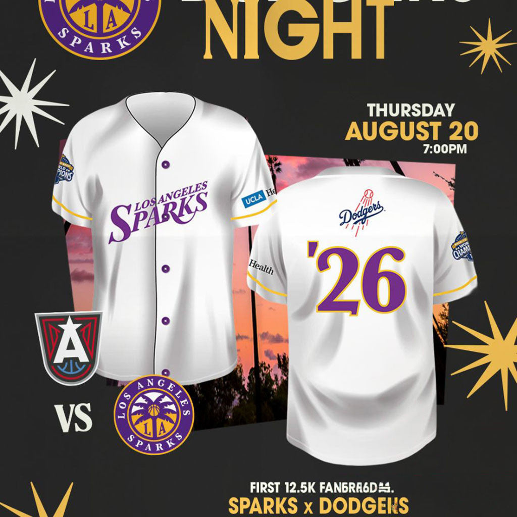 LA Sparks X Los Angeles Dodgers Night Cobranded Baseball Jersey Fan Merch Game Day Gifts - Merchluma