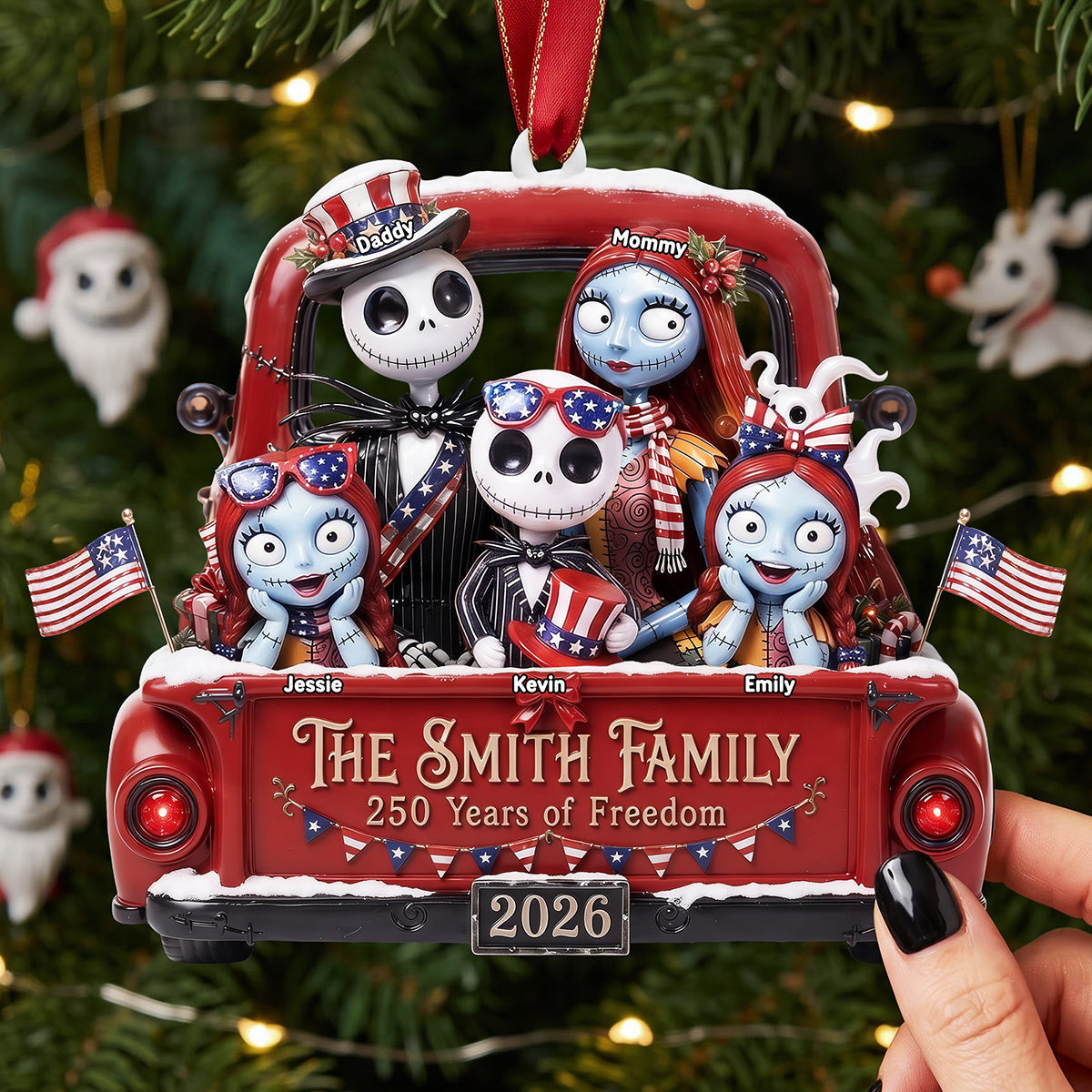 Personalized The Nightmare Before Christmas America 250 Christmas Ornament Gift For Family - Merchluma