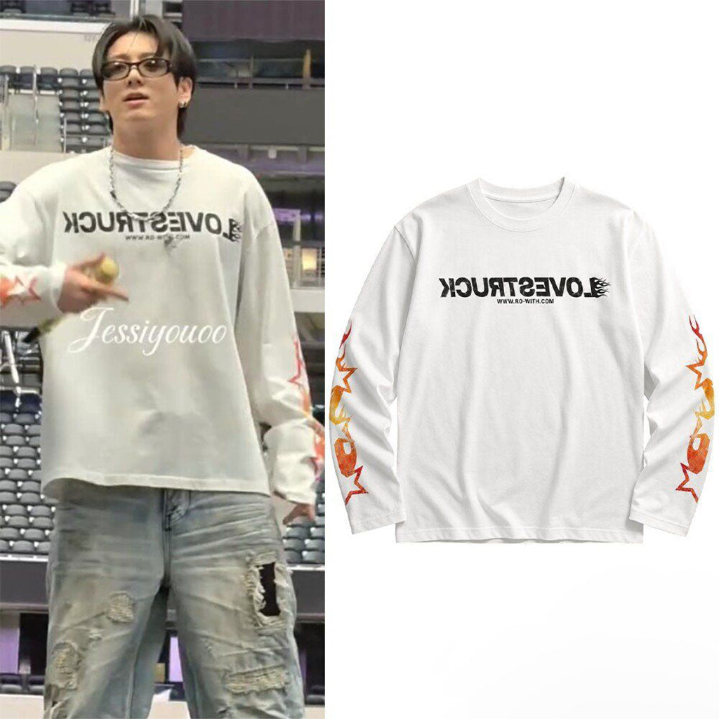 BTS Jungkook Arlington Day 2 Lovestruck White Long Sleeve Shirt BTS World Tour Arirang Merch - Merchluma