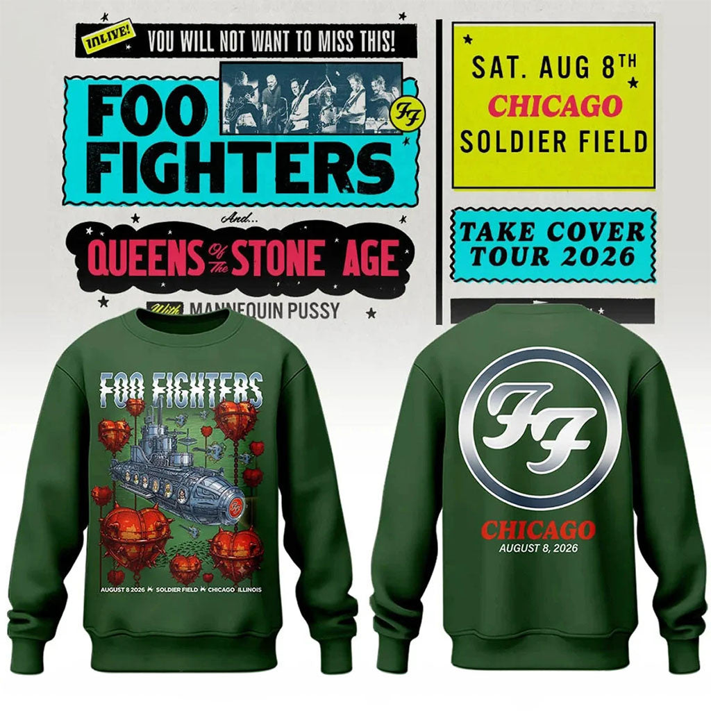 Foo Fighters Merch 2026 Take Cover Tour Chicago IL Sweatshirt FF Tour Merchandise Gift For Fan - Merchluma