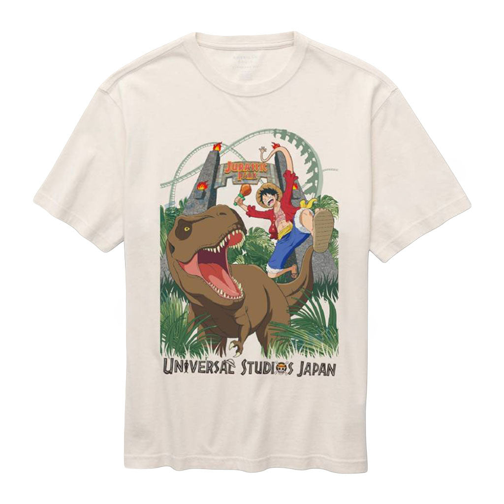 Universal Studios Japan Jurassic Park Luffy Riding T-Rex T-Shirt Gift For Anime Lovers - Merchluma