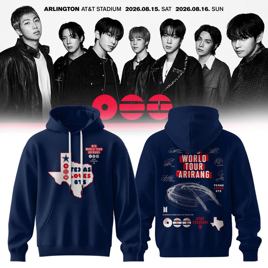 BTS Merch 2026 BTS Arlington Tour Arirang Texas Loves BTS At AT&T Stadium Hoodie Army Gifts - Merchluma