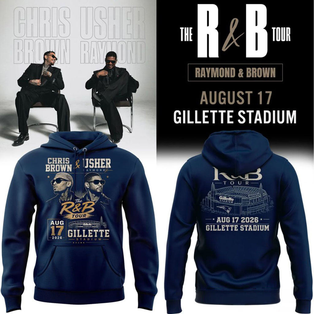 Chris Brown Usher The R&B Tour Gillette Stadium Hoodie R&B Tour Merch Gift For Music Lovers - Merchluma