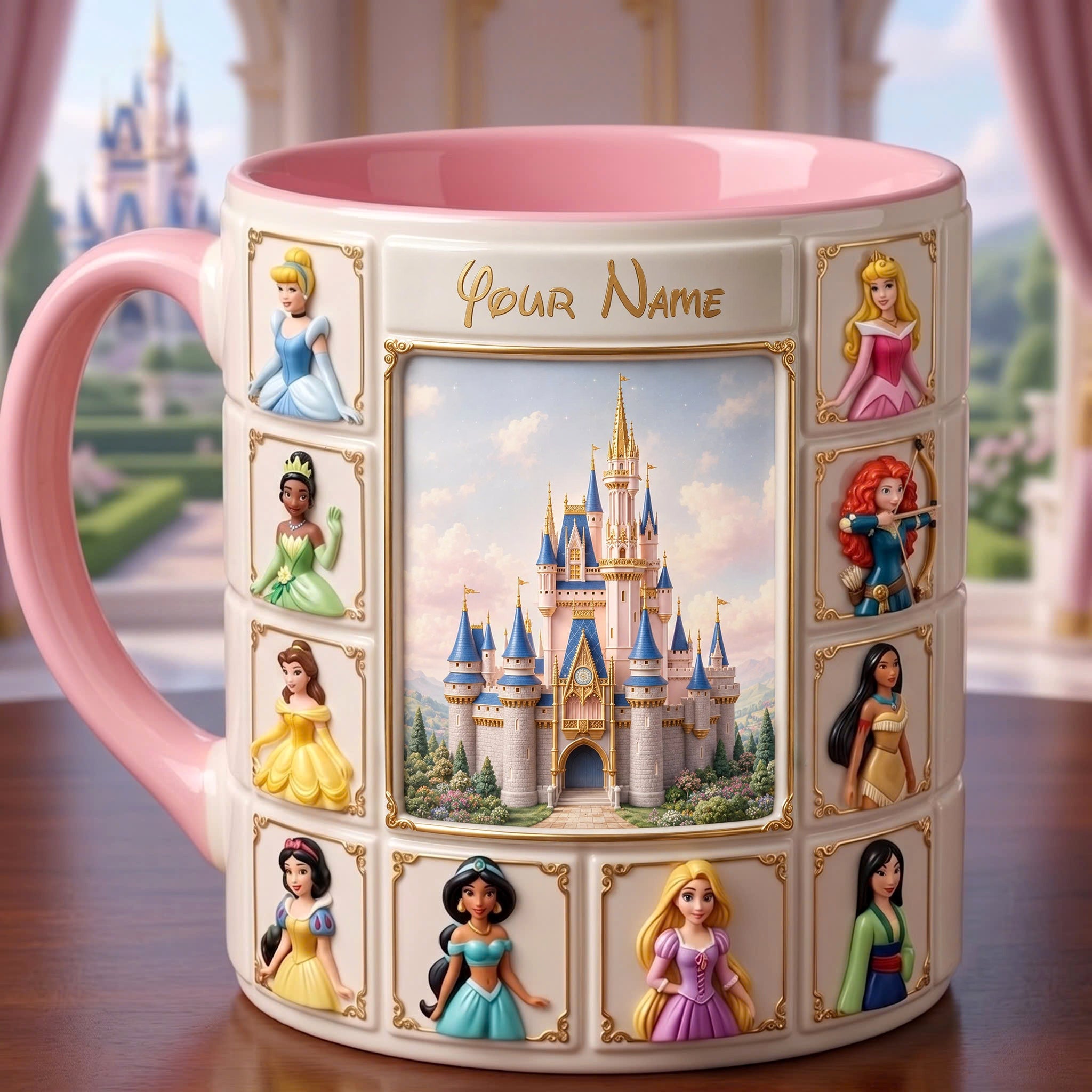 Personalized Disney Princess Mug Castle Coffee Cup Birthday Gift For Daughters - Merchluma