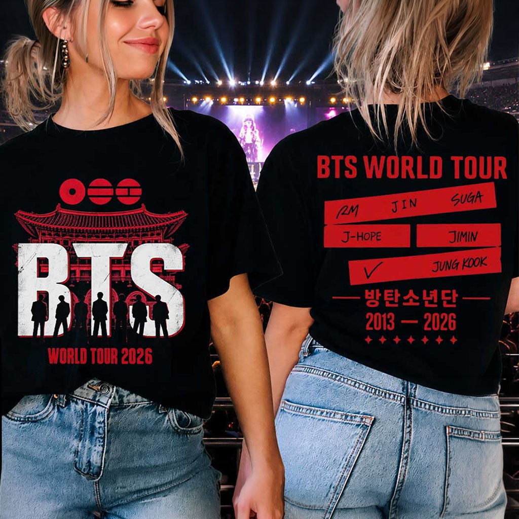BTS Arirang World Tour 2026 T-Shirt Bangtan Members Names Tee Kpop Gifts For Army BTS Fans - Merchluma
