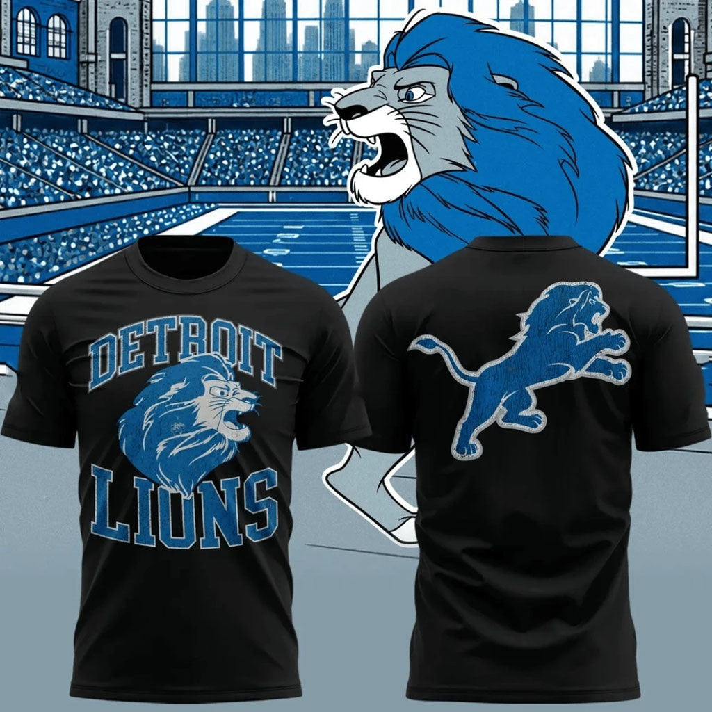 Detroit Lions Disney X Champion Simba T-Shirt Disney NFL Collab Lions Merch Gift For Fans - Merchluma