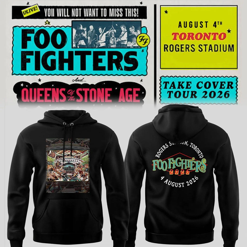Foo Fighters Merch 2026 FF Take Cover Tour Toronto ON Hoodie Music Related Gifts For Men - Merchluma