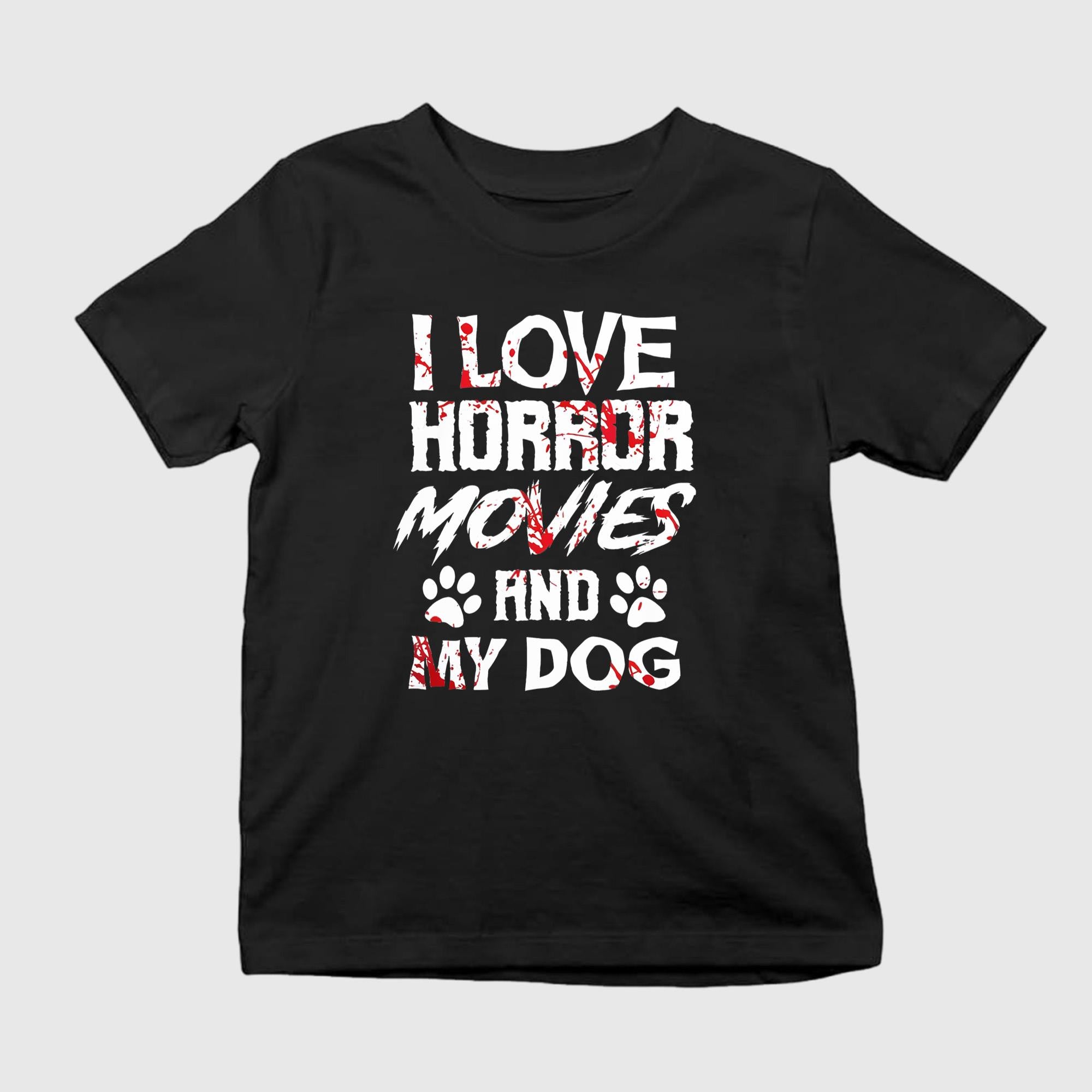I Love Horror Movies And My Dog Shirt Halloween Apparel Gift For Dog Lovers - Merchluma