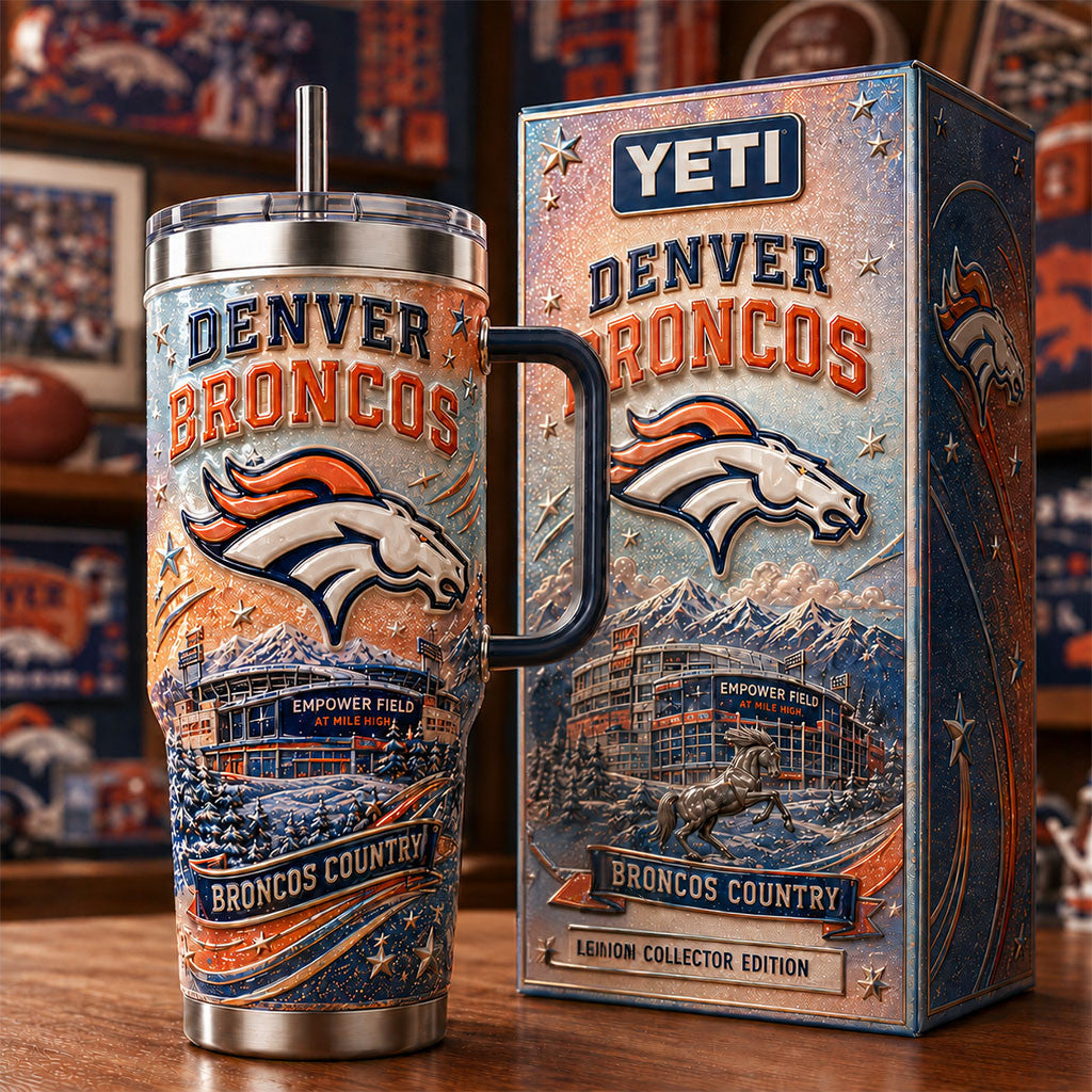 Denver Broncos Empower Field At Mile High Tumbler Denver Broncos Merch Football Fan Gifts - Merchluma