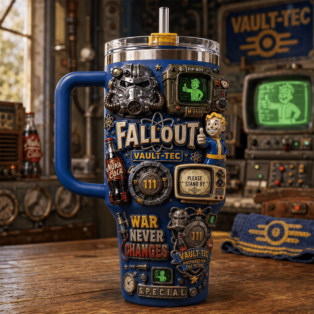 Fallout Vault-Tec War Never Changes Tumbler Fallout Merch Best Gift For Brothers - Merchluma