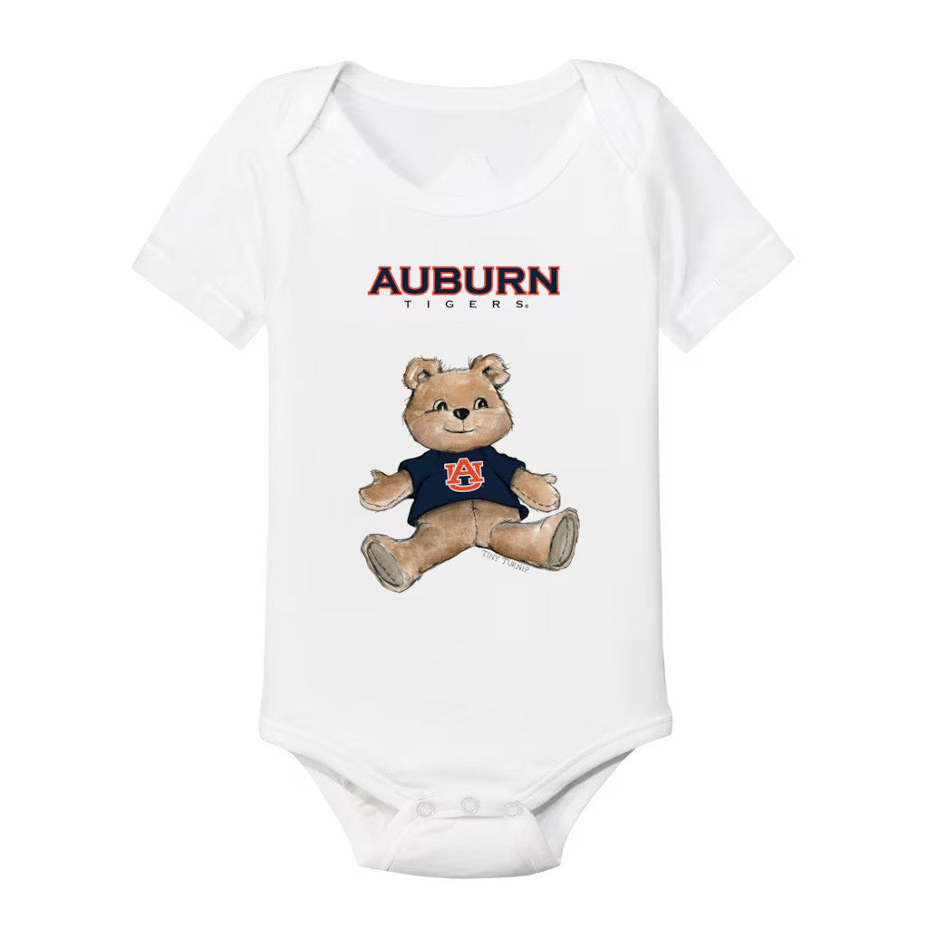 Auburn Tigers Merch 2026 Auburn Tigers Tiny Turnip Teddy Bear Baby Onesie White Cute Gifts - Merchluma