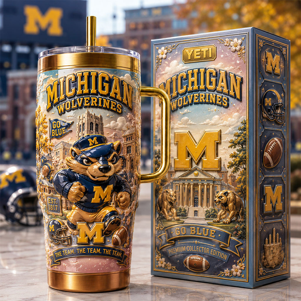Michigan Wolverines The Team GO Blue Tumbler Michigan Wolverines Merch Football Fan Gifts - Merchluma
