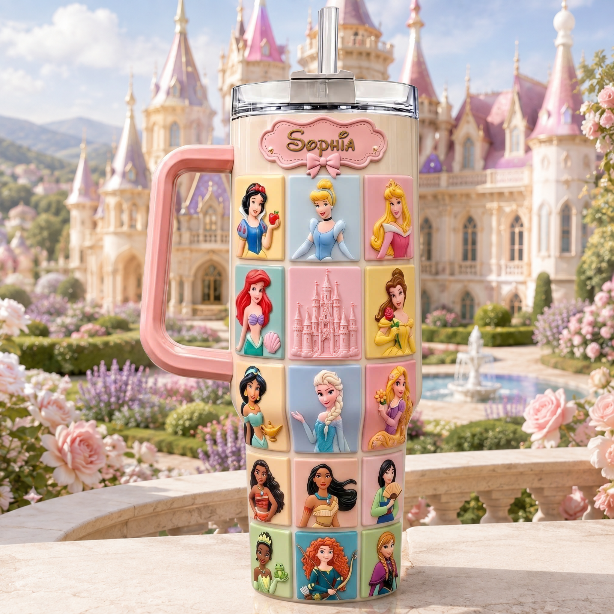 Personalized Magic Princess Tumbler Colorful Travel Cup Best Gift For Daughters - Merchluma