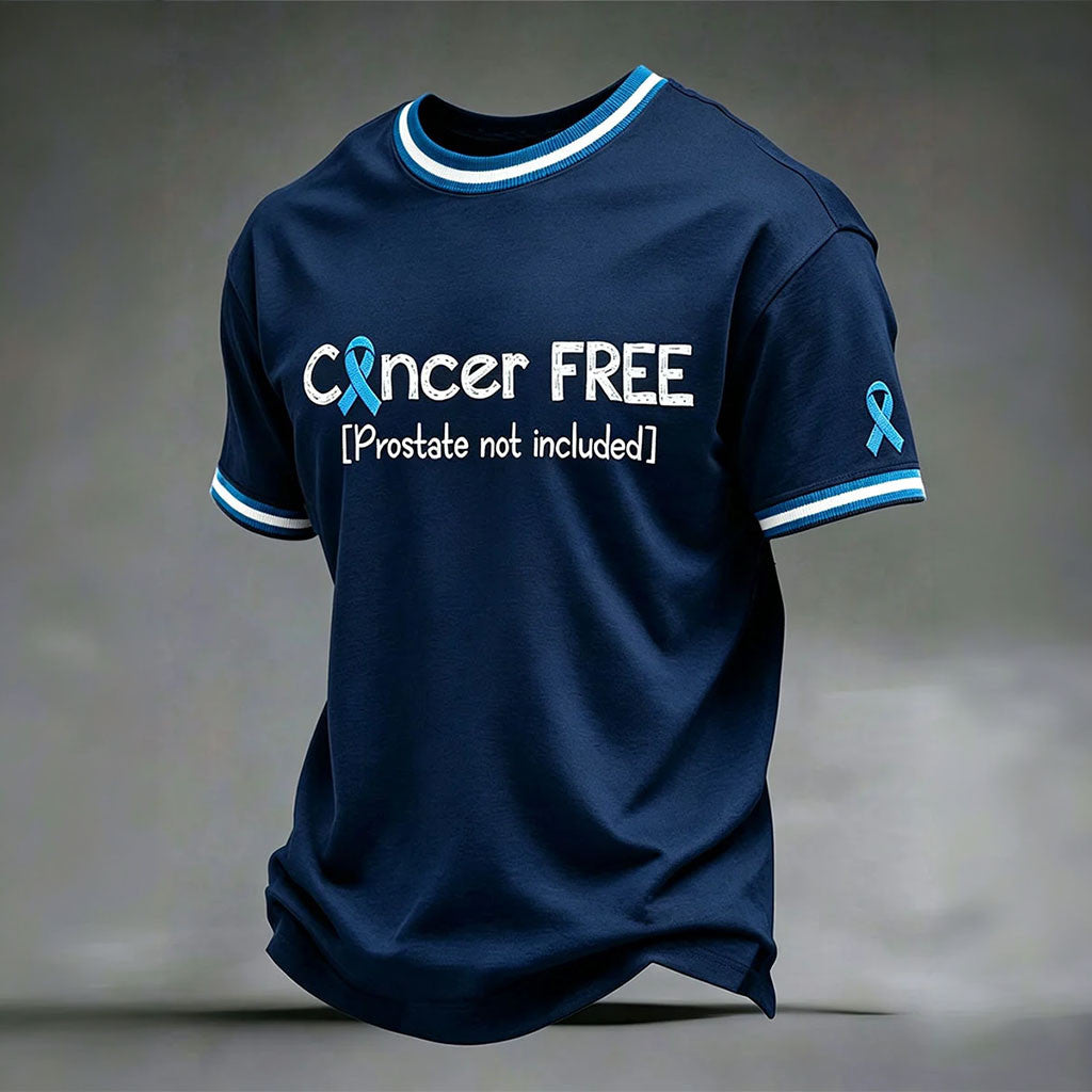 Prostate Cancer Awareness Merch Cancer Free Prostate Not Included T-Shirt Blue Ribbon Shirt - Merchluma