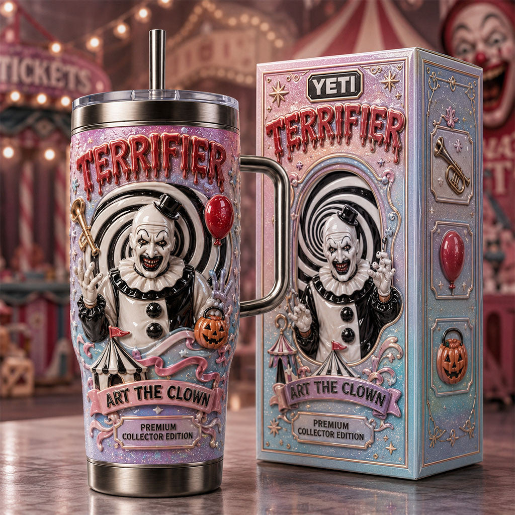 Terrifier Art The Clown Tumbler Terrifier Merch Best Halloween Gift For Horror Lovers - Merchluma