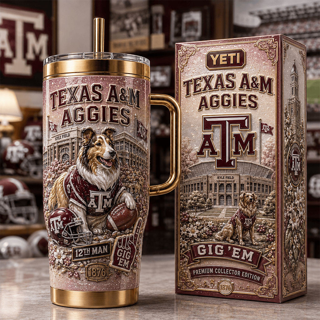 Texas A&M Aggies Gig 'Em Tumbler Texas A&M Aggies Merch Best Football Fan Gifts - Merchluma