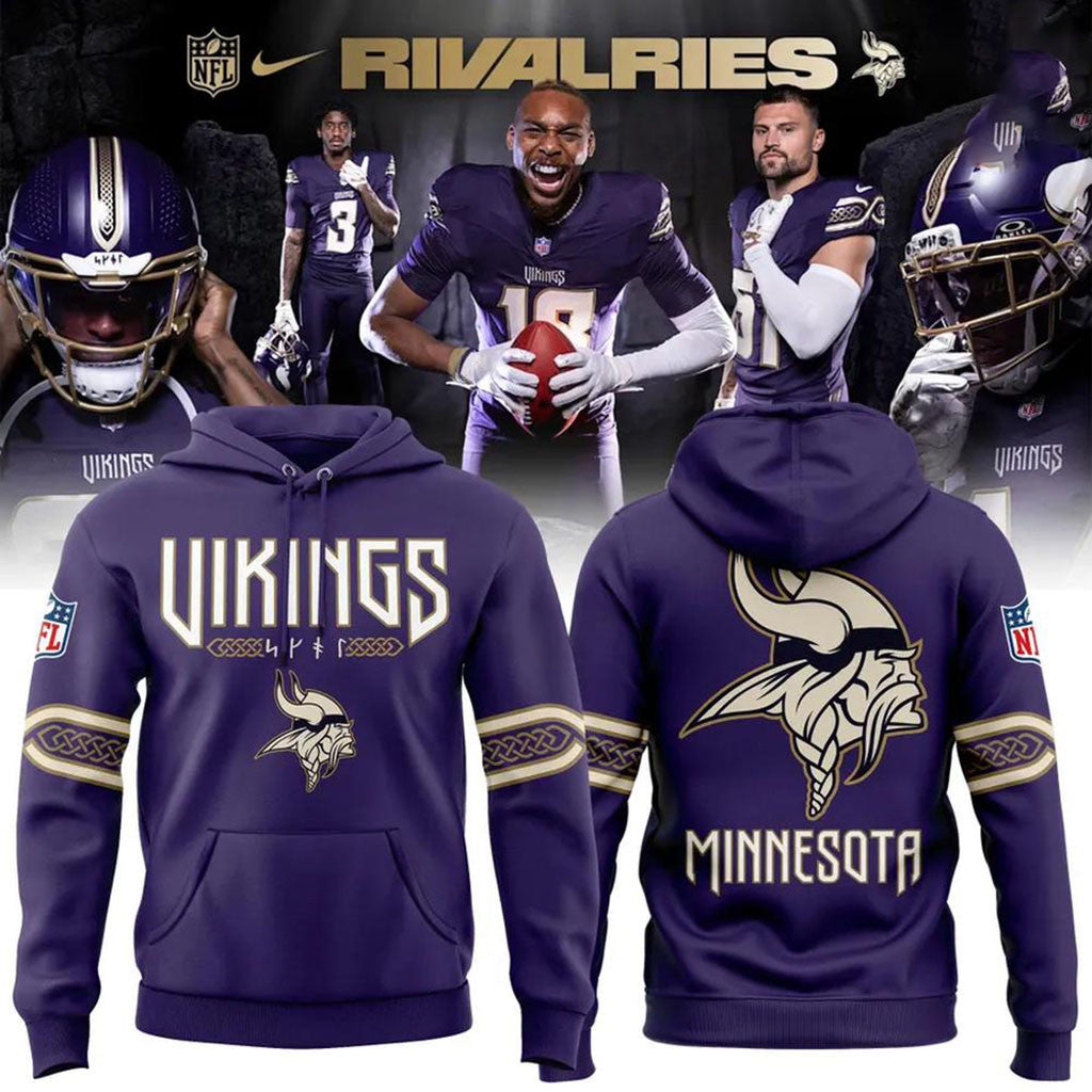 Minnesota Vikings Rivalries Hoodie 2026 Norse Pattern Hoodie MN Vikings Merch Football Fan Gear - Merchluma