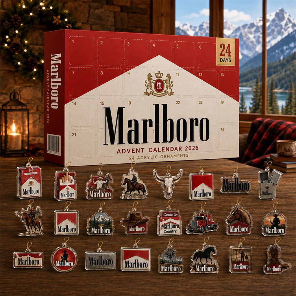Marlboro Advent Calendar 2026 With Acrylic Ornaments Marlboro Merch Christmas Gift For Dad - Merchluma