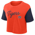 Auburn Tigers Merch 2026 Auburn Tigers Color-Block Script Cropped T-Shirt Gift For Her - Merchluma