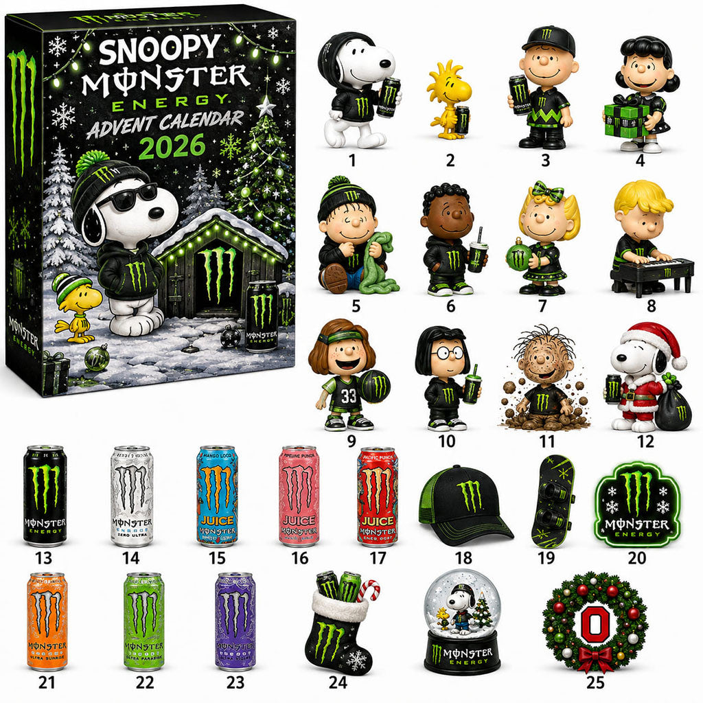 Snoopy Monster Energy Peanuts Characters Christmas Advent Calendar 2026 Xmas Gift For Friends - Merchluma