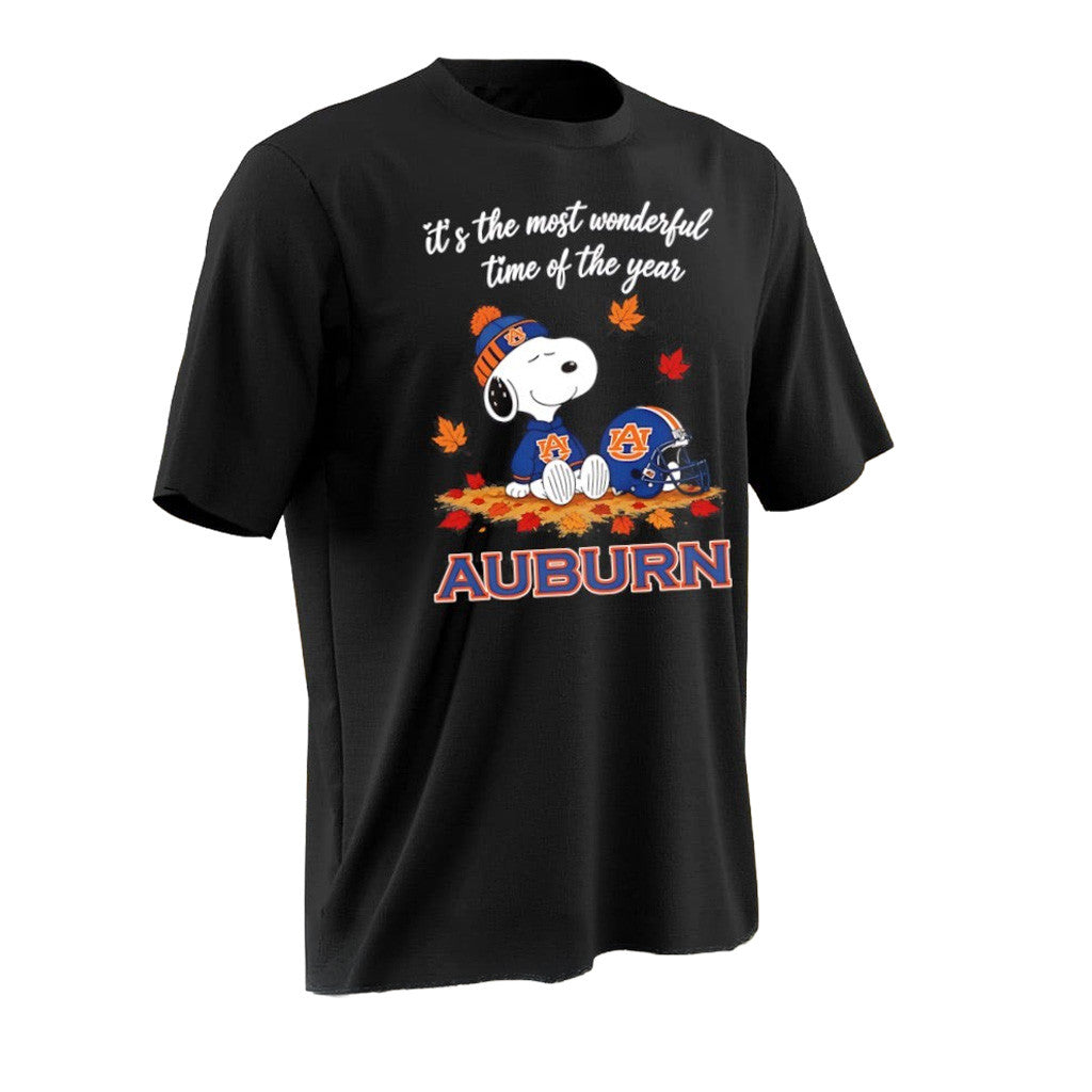 Auburn Tigers Merch 2026 It's the Most Wonderful Time Of The Year Snoopy T-Shirt Autumn Gifts - Merchluma