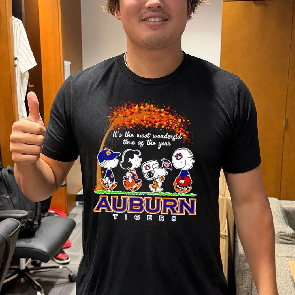 Auburn Tigers Merch 2026 Peanuts It's The Most Wonderful Time Of The Year Halloween T-Shirt - Merchluma