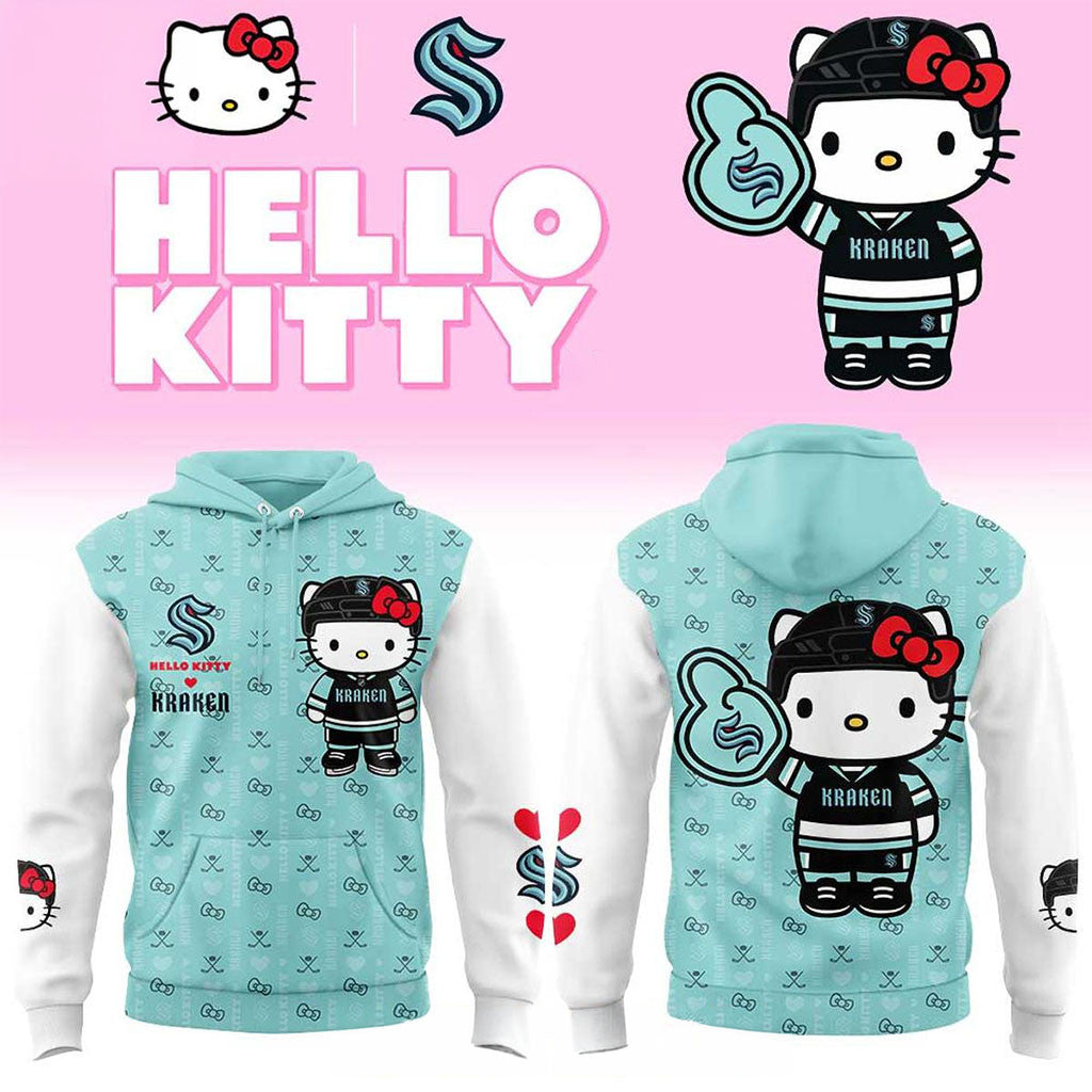 Seattle Kraken Hello Kitty Merch 2026 Love Of Ice Night Hoodie Cute Gift For Hockey Lovers - Merchluma