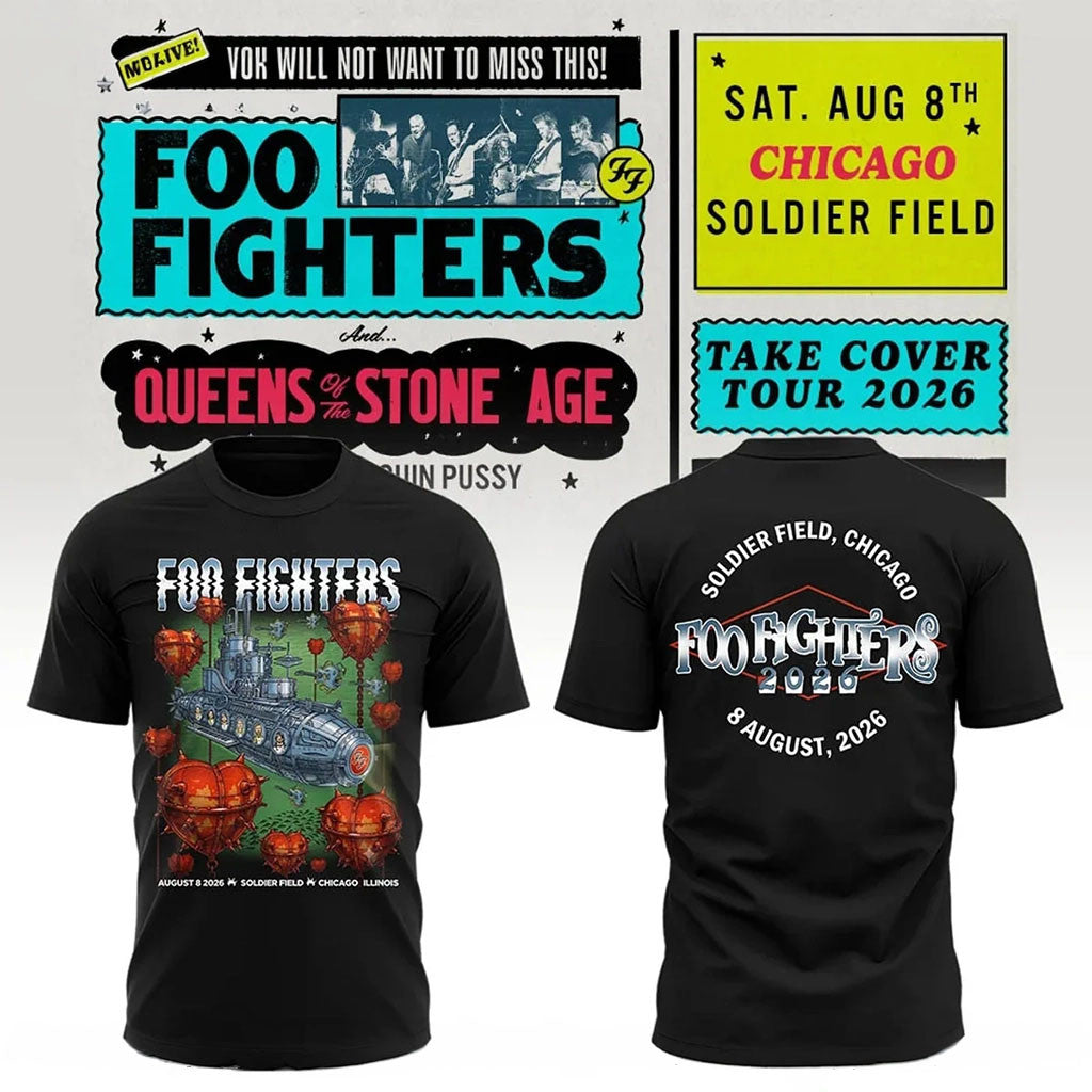 Foo Fighters Merch 2026 Take Cover Tour Chicago IL T-Shirt FF Concert Merch Fan Gifts - Merchluma