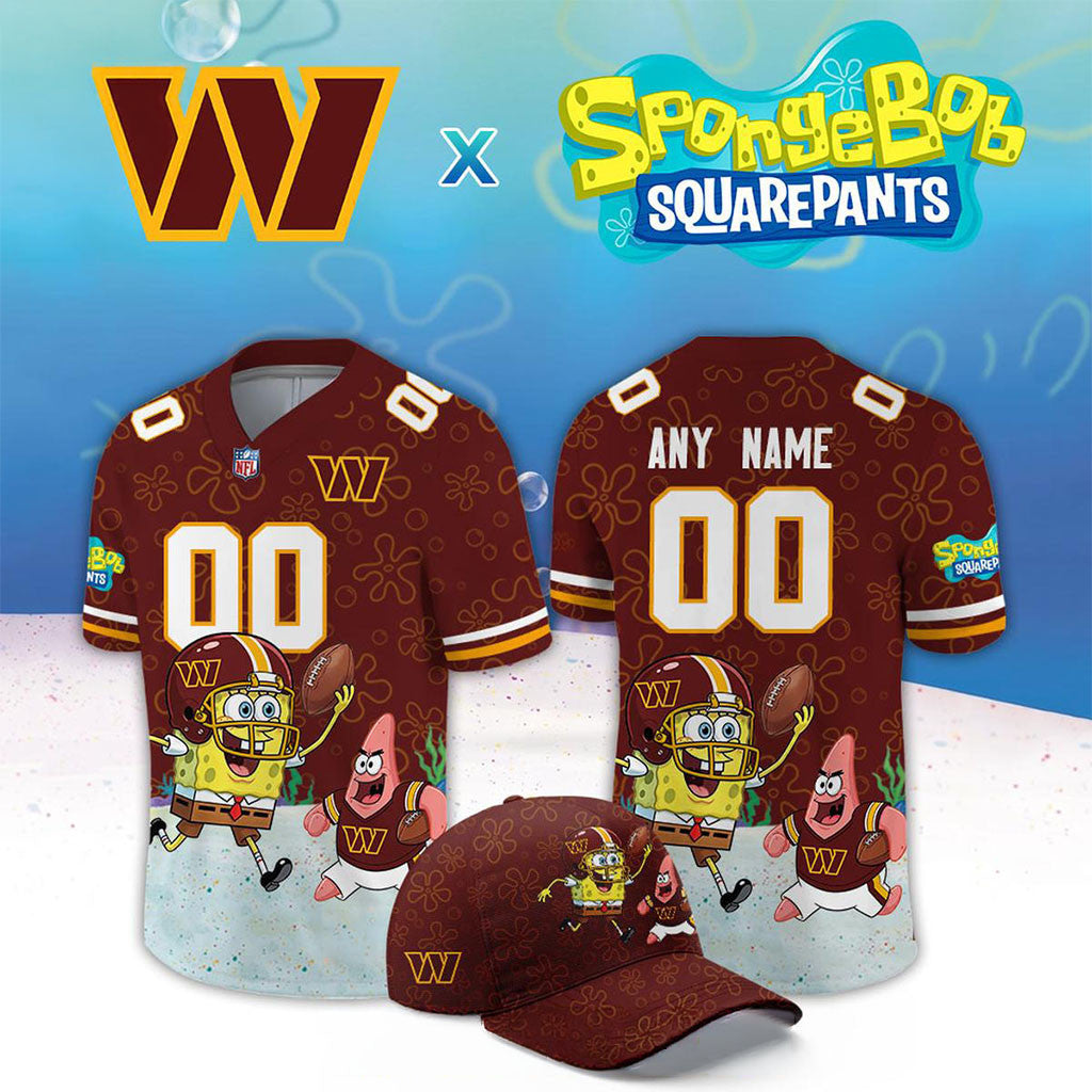 Personalized Washington Commanders X SpongeBob Squarepants 2026 Night Jersey Commanders Merch - Merchluma