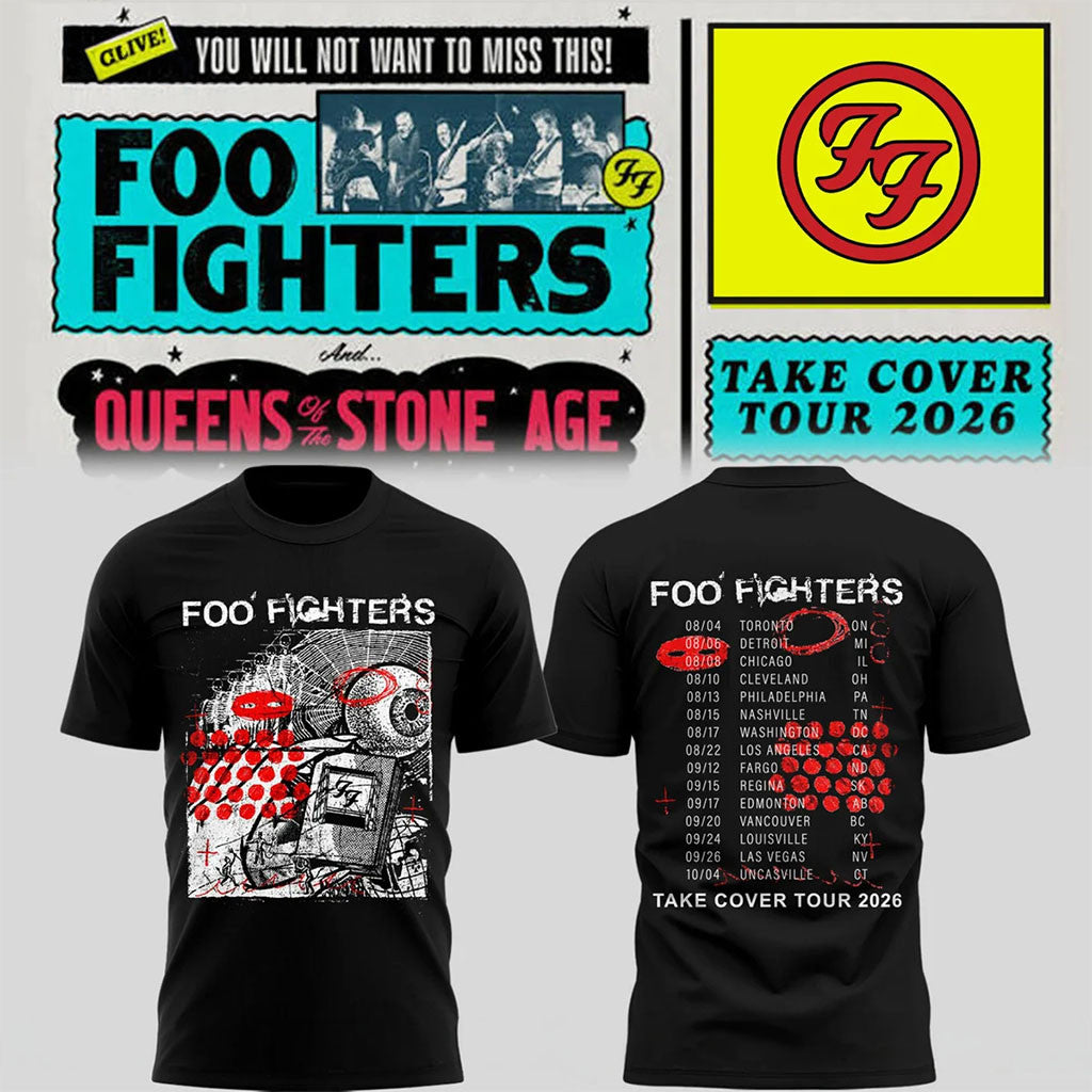 Foo Fighters Take Cover Tour Merch 2026 Tour Dates T-Shirt Gift For Rock Band Fans - Merchluma