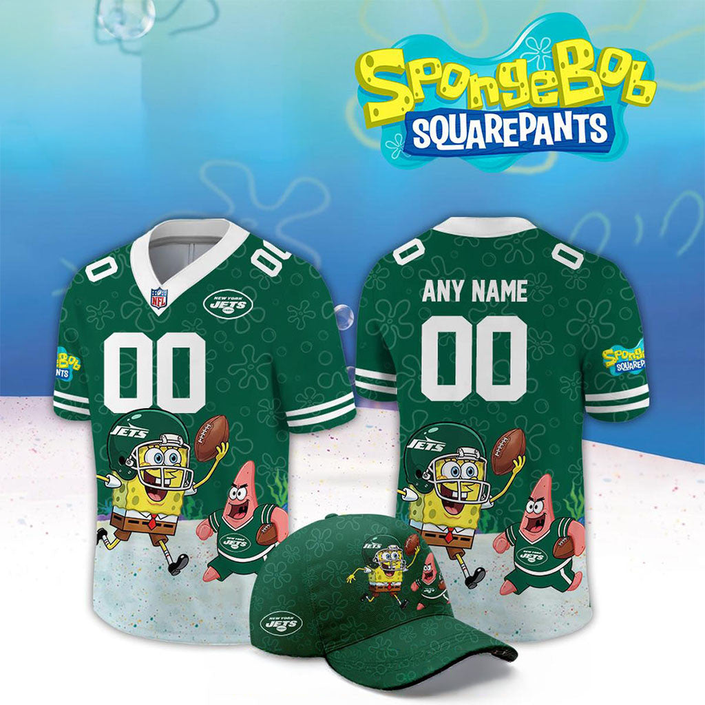 Personalized New York Jets X SpongeBob Squarepants 2026 Night Football Jersey NY Jets Merch - Merchluma