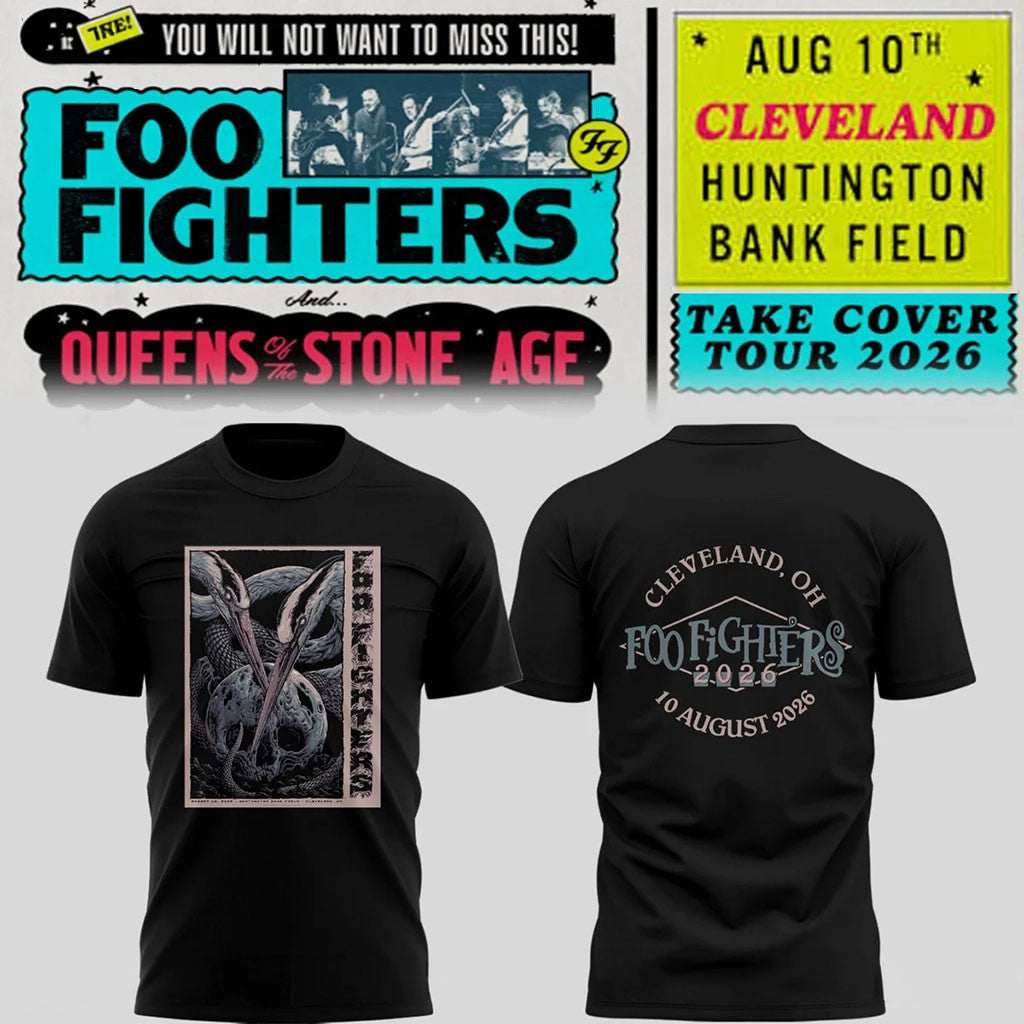 Foo Fighters Merch FF Take Cover Tour 2026 In Cleveland OH T-Shirt Gift For Band Fans - Merchluma