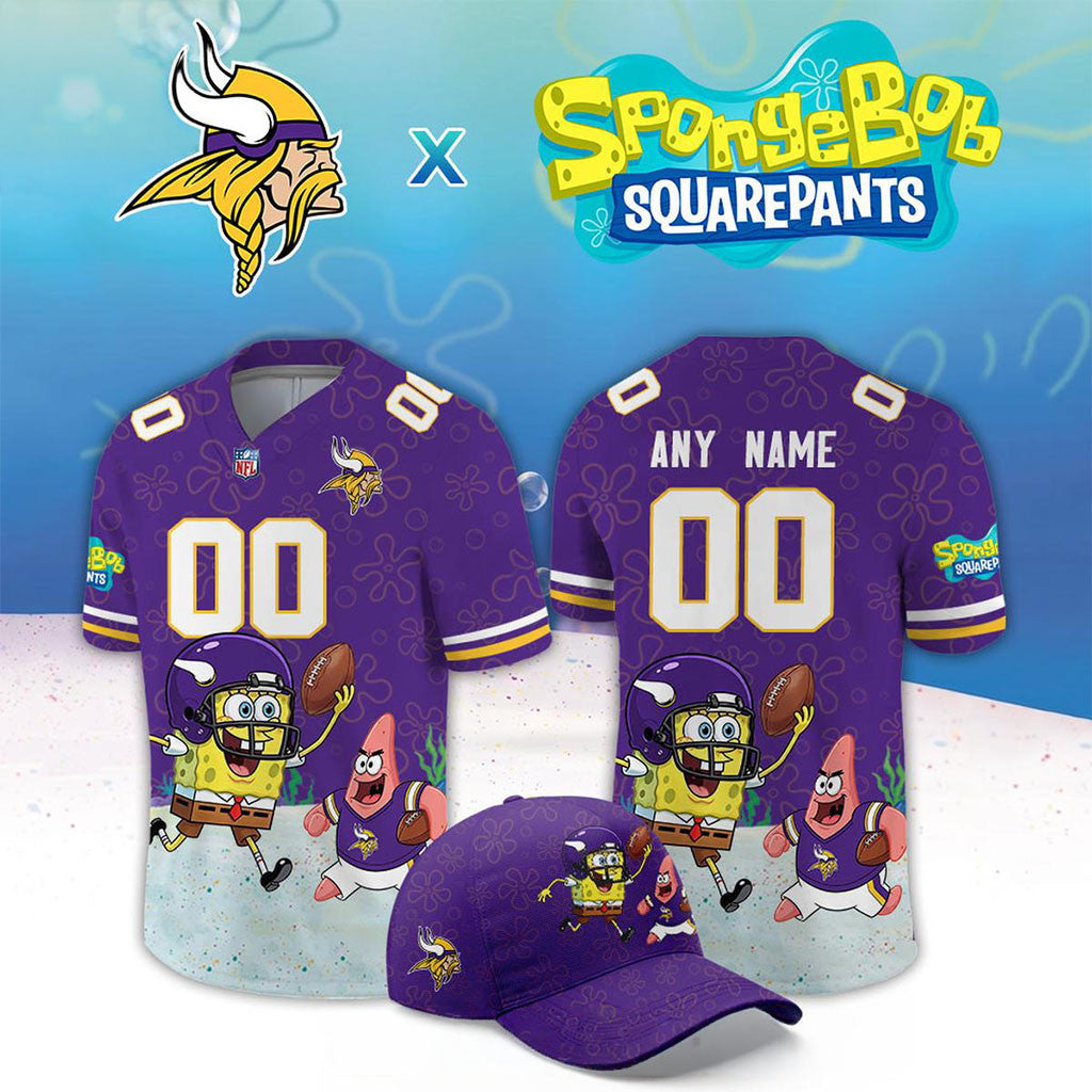 Personalized Minnesota Vikings X SpongeBob Squarepants 2026 Night Jersey MN Vikings Merch - Merchluma