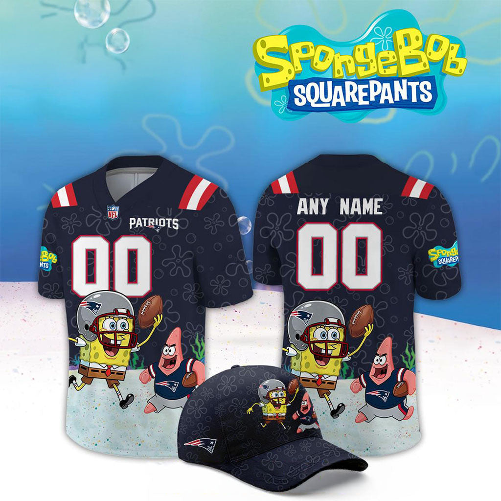 Personalized New England Patriots X SpongeBob Squarepants 2026 Night Jersey NE Patriots Merch - Merchluma