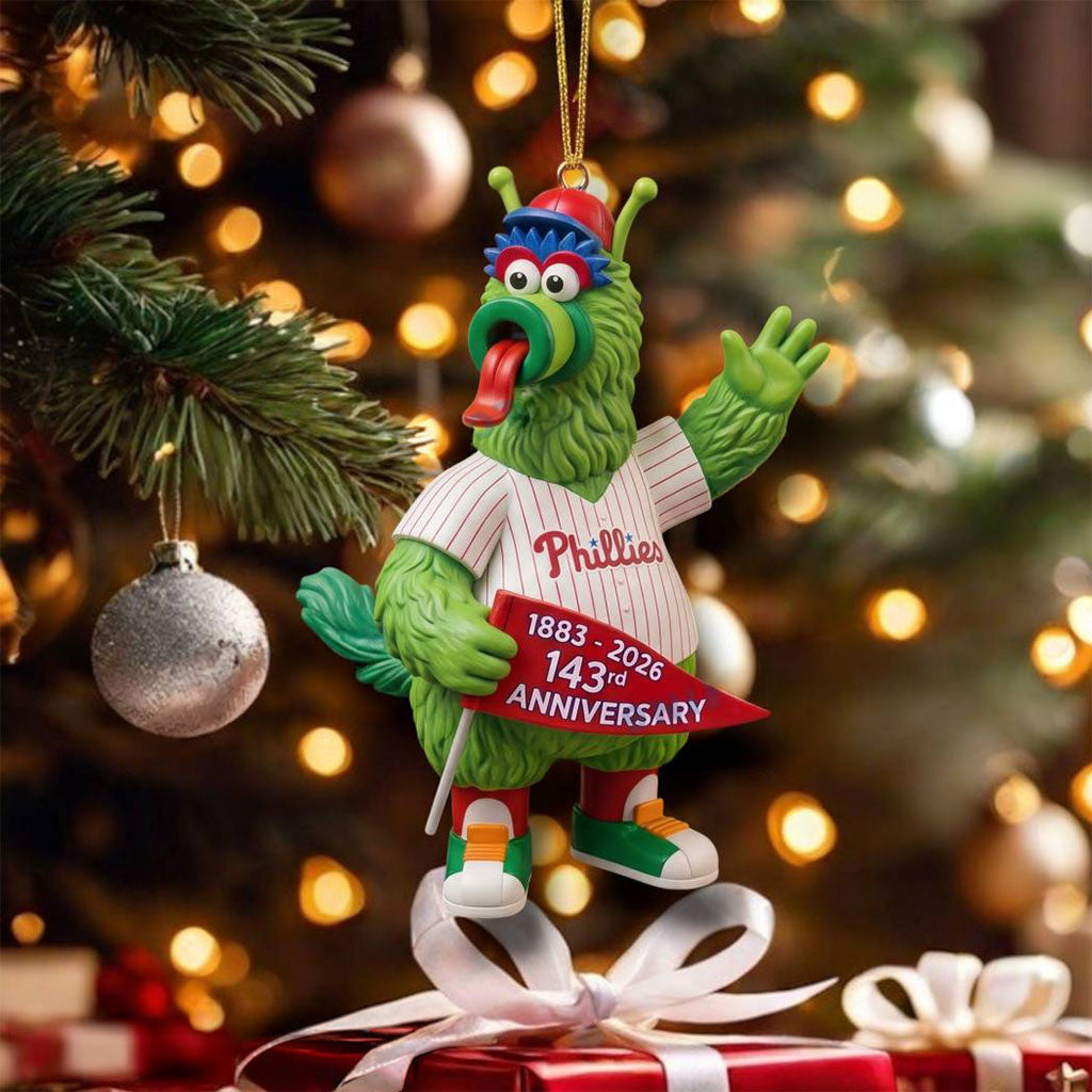 Philadelphia Phillies 143rd Anniversary Mascot Christmas Ornament Phillies Merch Xmas Gifts - Merchluma
