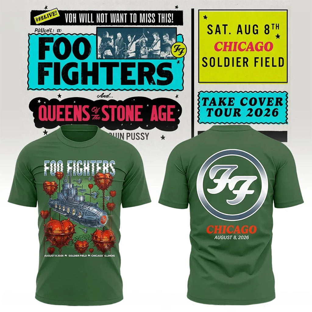 Foo Fighters Merch 2026 FF Take Cover Tour Chicago IL T-Shirt Best Gifts For Rock Lovers - Merchluma
