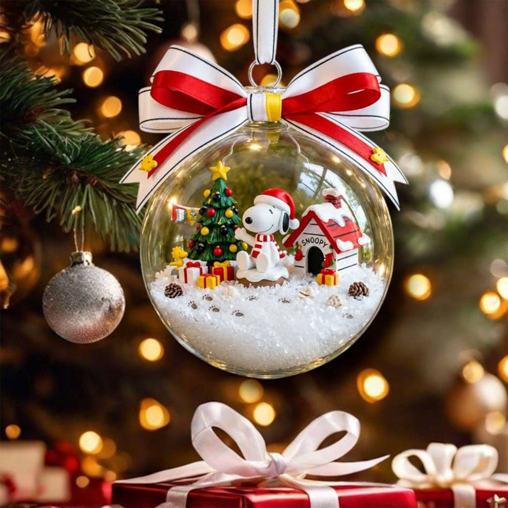 Snoopy Christmas Snow Scene Ball Ornament Snoopy Merch Xmas Ornaments Home Decor 2026 - Merchluma