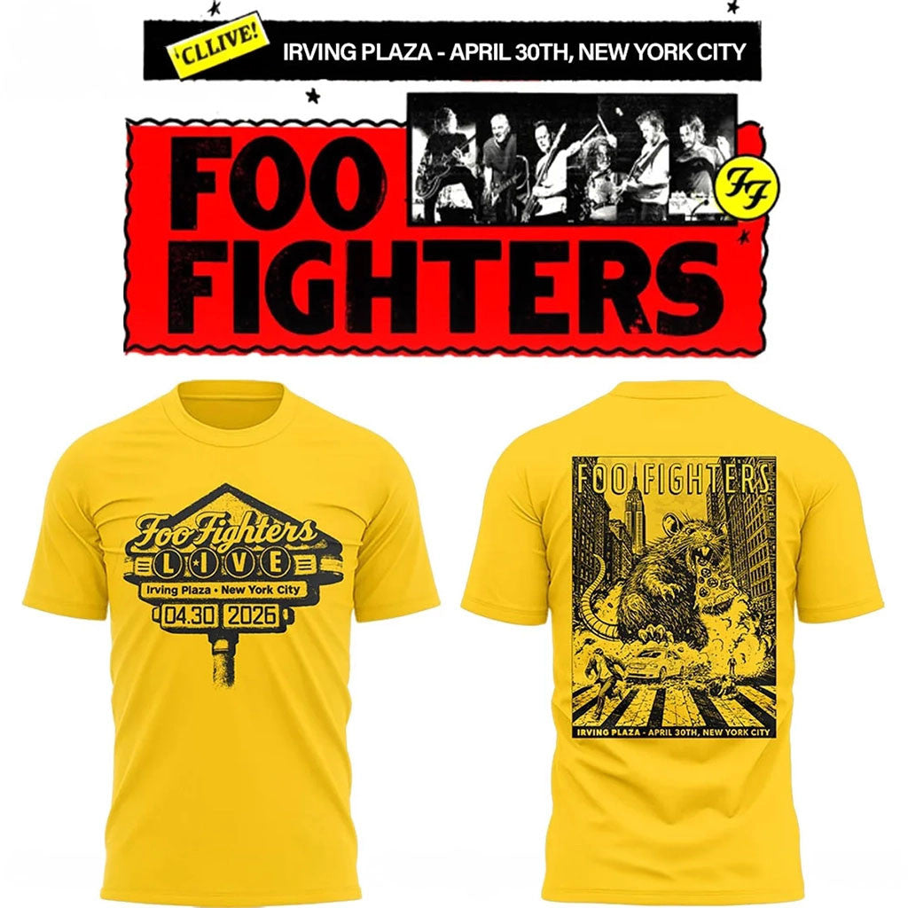 Foo Fighters Secret Show New York City 2026 Merch At Irving Plaza The Sign Golden T-Shirt - Merchluma