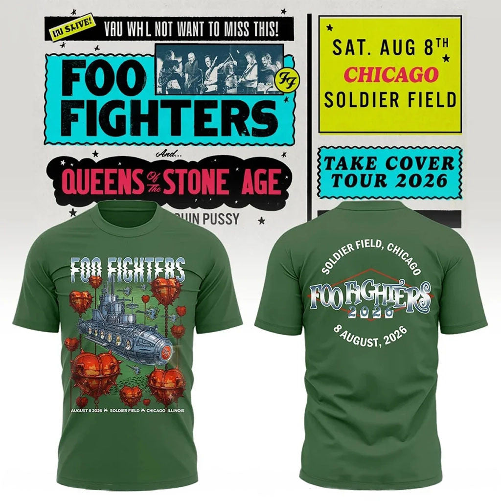 Foo Fighters Merch 2026 Take Cover Tour Chicago IL T-Shirt FF Concert Merch Fan Clothing Gifts - Merchluma
