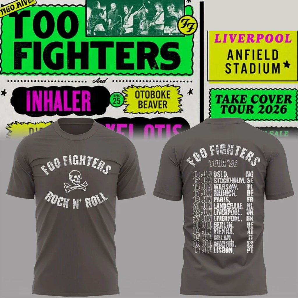 Foo Fighters Take Cover Tour Merch 2026 FF Rock N Roll Tour Dates T-Shirt Gift For Music Lovers - Merchluma