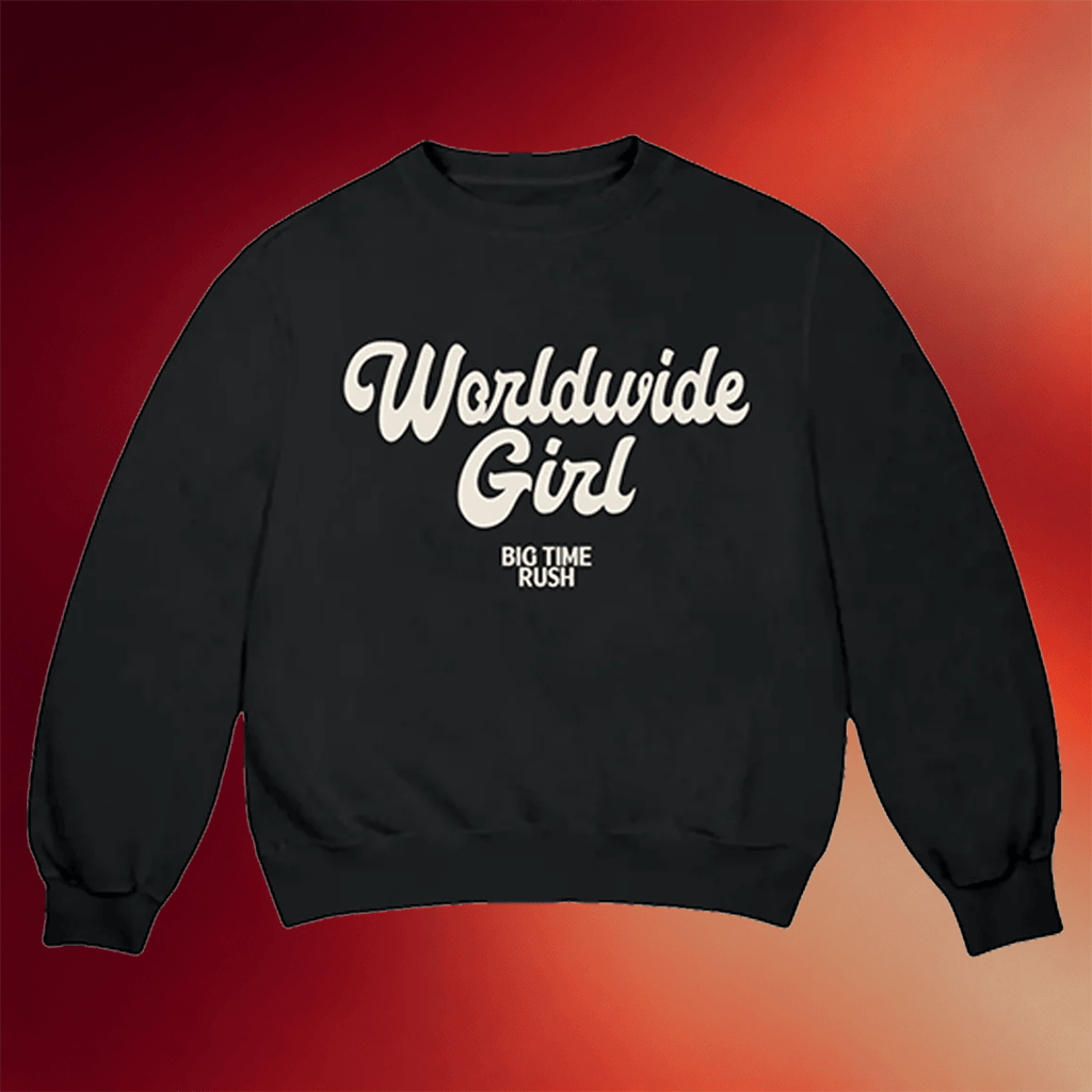 Big Time Rush Merch 2026 BTR In Real Life Worldwide Tour Worldwide Girl Crewneck Sweatshirt - Merchluma