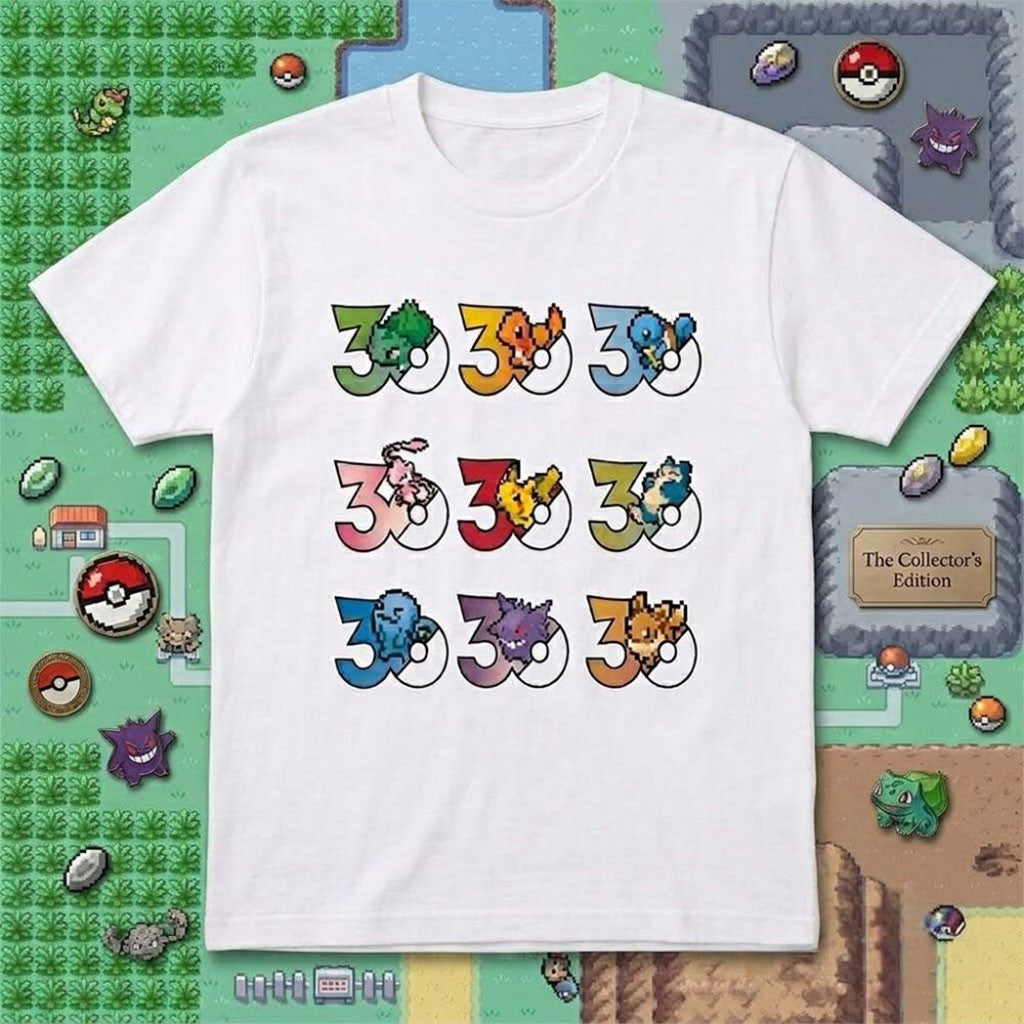 Pokemon 30th Anniversary Pixel Sprites Graphic T-Shirt Pokemon Merch Birthday Ideas For BFF - Merchluma
