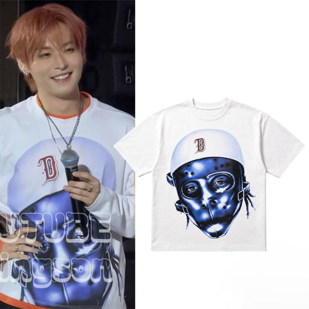 Stray Kids Lee Know Concert Blue Hockey Mask T-Shirt Stray Kids Merch Present For Kpop Fans - Merchluma