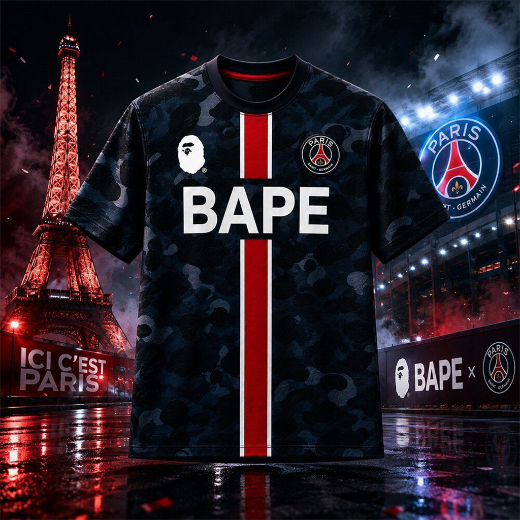 Paris Saint-Germain BAPE Collaboration Jersey Shirt PSG Merch Best Gift For Boyfriend - Merchluma
